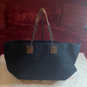 Bottega Veneta Black Tote with Brown Handles